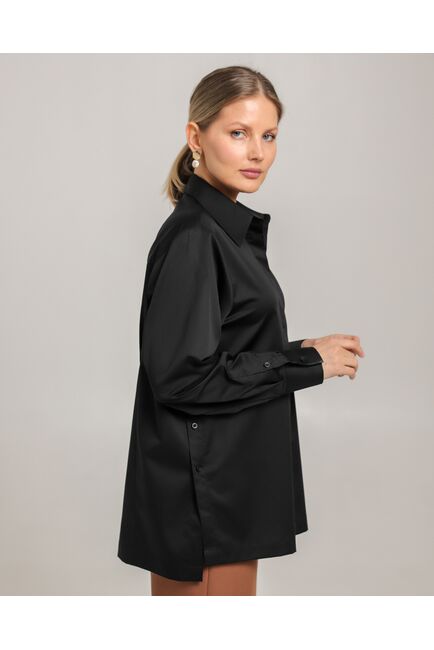 Женская рубашка из хлопка черная - 8756 от  