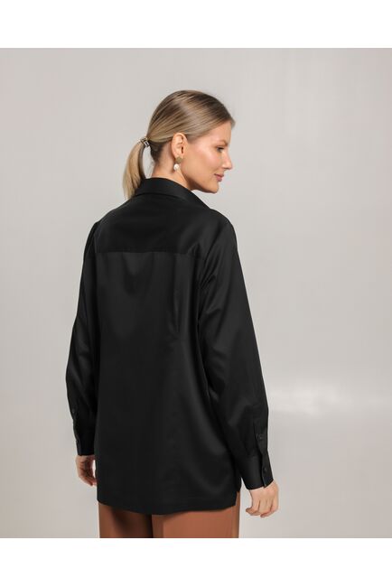 Женская рубашка из хлопка черная - 8756 от  