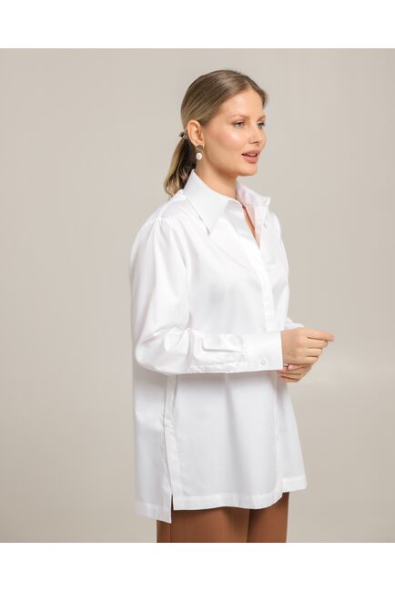 Женская рубашка из хлопка белая - 8757 от byME 