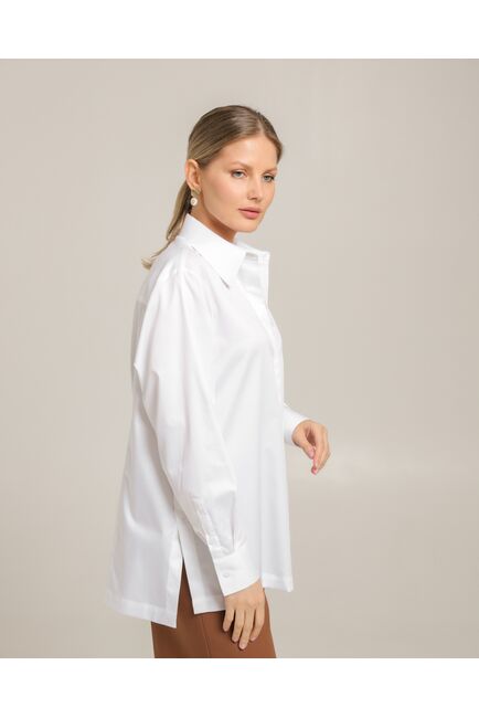 Женская рубашка из хлопка белая - 8757 от byME 