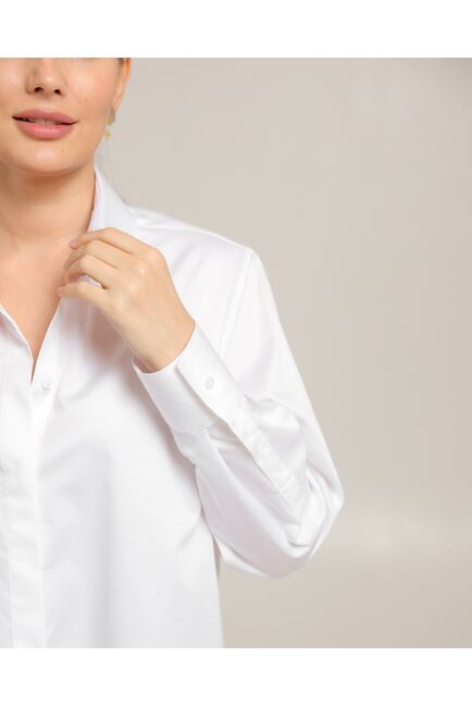 Женская рубашка из хлопка белая - 8757 от byME 