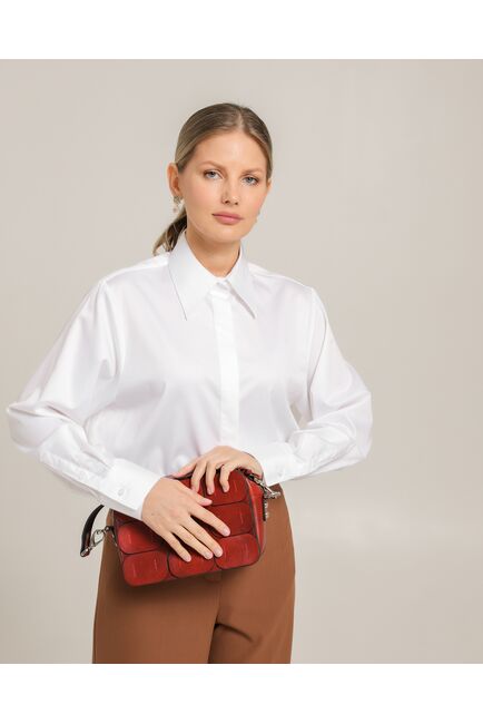 Женская рубашка из хлопка белая - 8757 от byME 