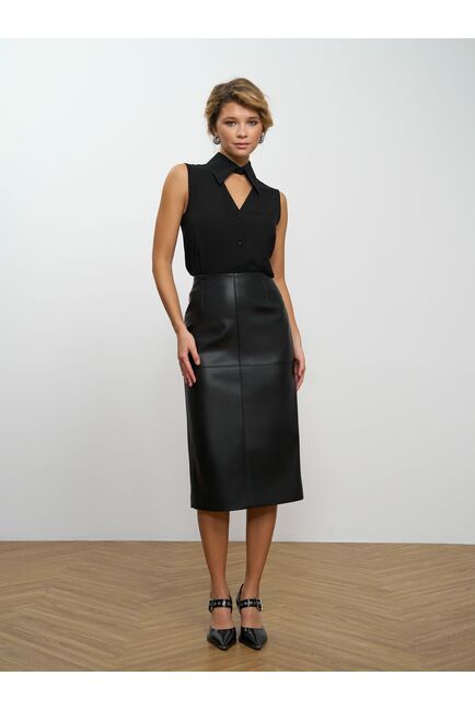 Юбка-карандаш из экокожи черная - 0-91200629 от byME 