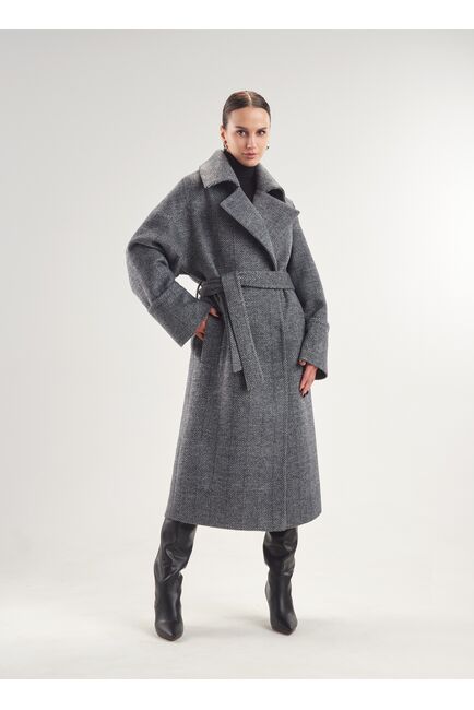 Пальто S097 Ворс Print цвет черно-белый от Doroteya 