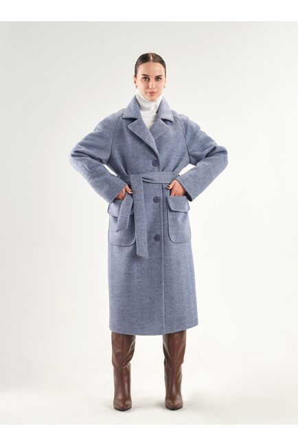 Пальто S101 Ворс Print цвет деним-белый от Doroteya 