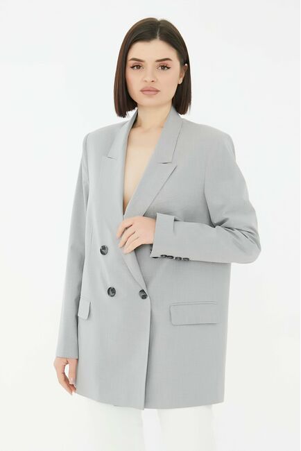 Жакет женский двубортный серый-1441-347 от SHN 