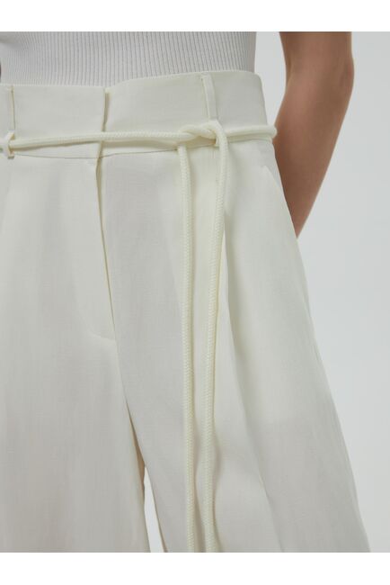 Женские удлиненные брюки со льном цвет экрю от Calista 
