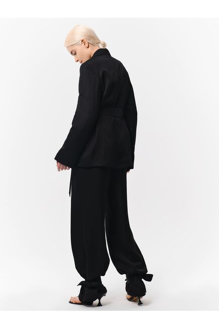 Жакет женский без застежки с поясом черный от Calista 