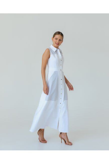 Платье белое в голубую полоску из хлопка от LW 