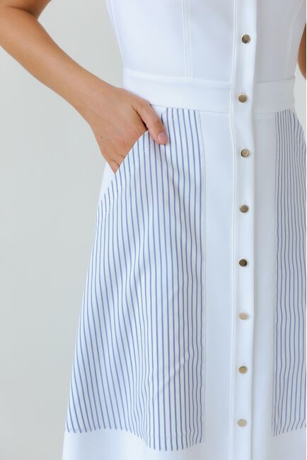 Платье белое в голубую полоску из хлопка от LW 