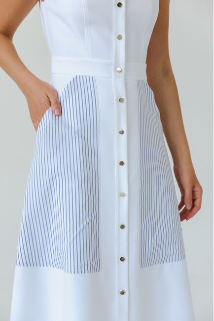 Платье белое в голубую полоску из хлопка от LW 