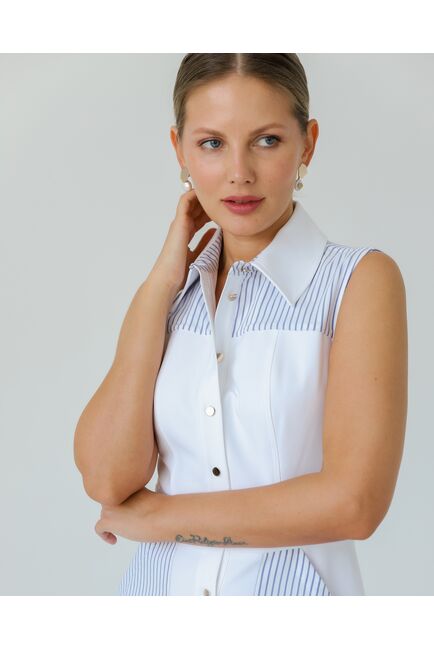 Платье белое в голубую полоску из хлопка от LW 