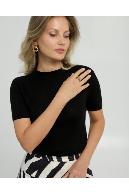 Джемпер из шерсти мериноса тонкой вязки и шелка Mulberry черный от byME 