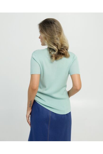 Джемпер из шерсти мериноса тонкой вязки и шелка Mulberry зеленый от byME 