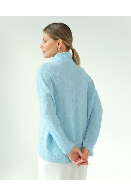 Джемпер из шерсти мериноса тонкой вязки  фактурный серо-голубой от byME 