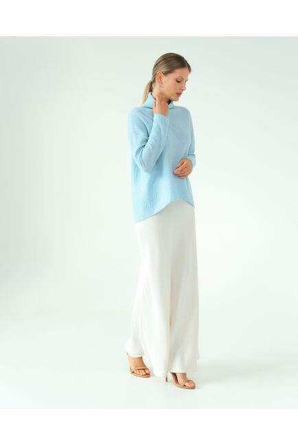 Джемпер из шерсти мериноса тонкой вязки  фактурный серо-голубой от byME 