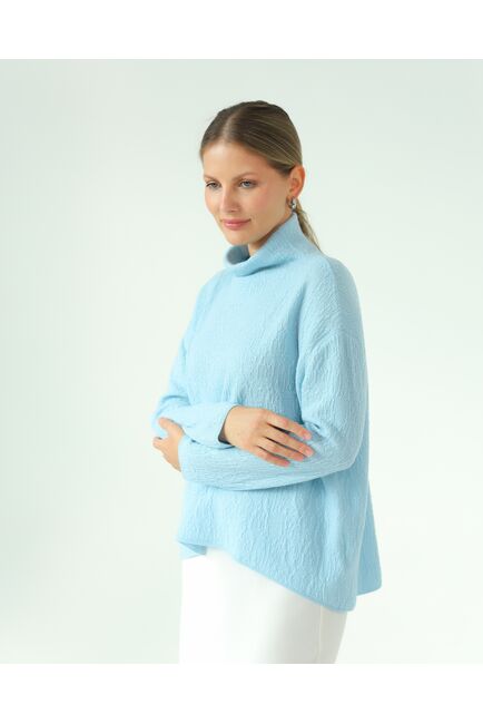 Джемпер из шерсти мериноса тонкой вязки  фактурный серо-голубой от byME 