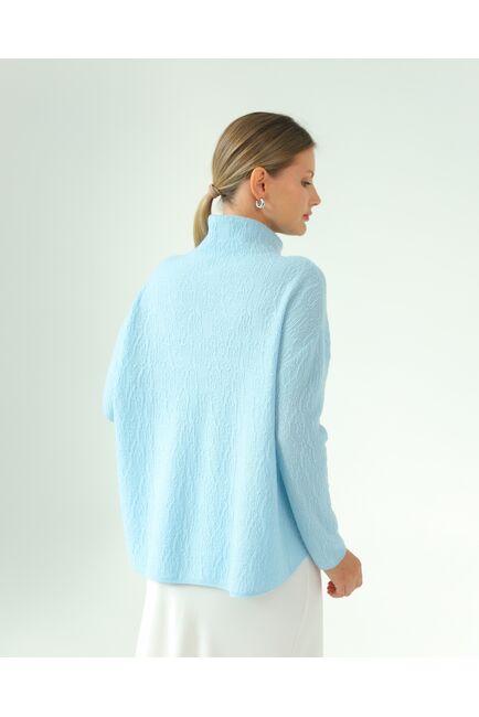 Джемпер из шерсти мериноса тонкой вязки  фактурный серо-голубой от byME 