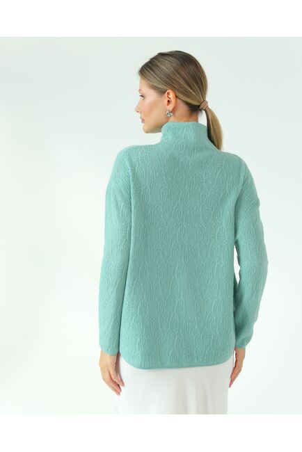 Джемпер из шерсти мериноса тонкой вязки  фактурный зеленый от byME 