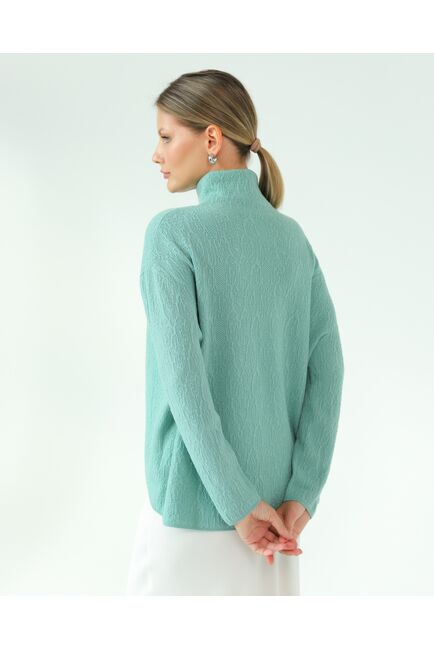Джемпер из шерсти мериноса тонкой вязки  фактурный зеленый от byME 