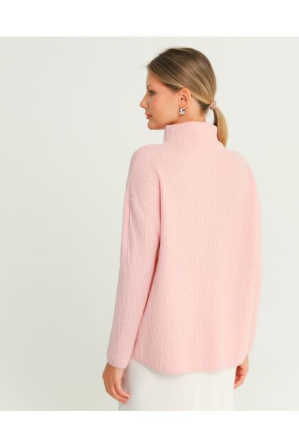 Джемпер из шерсти мериноса тонкой вязки фактурный розовый от byME 