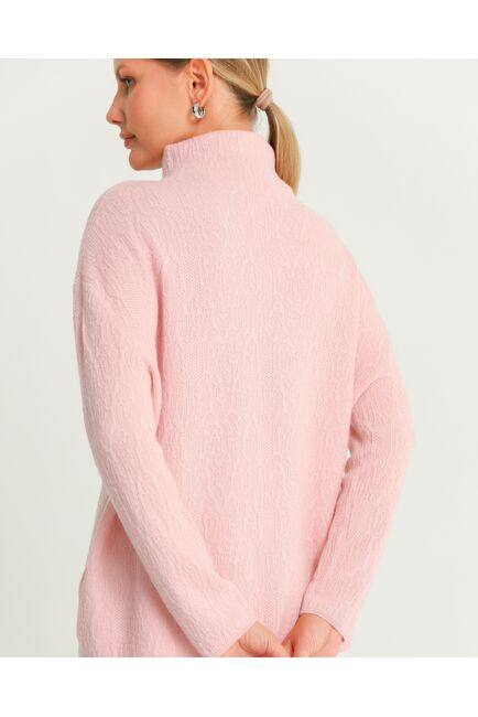 Джемпер из шерсти мериноса тонкой вязки фактурный розовый от byME 