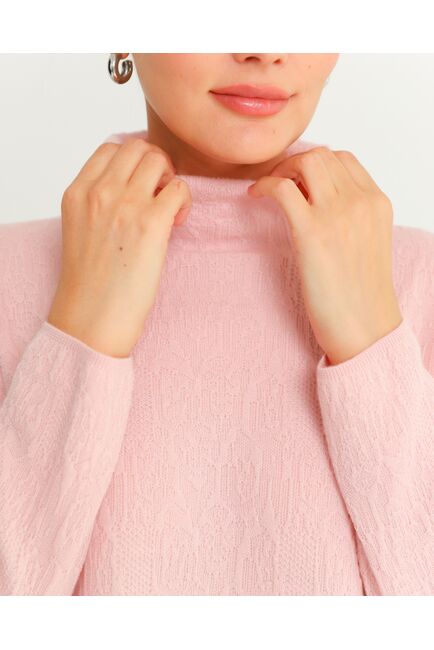 Джемпер из шерсти мериноса тонкой вязки фактурный розовый от byME 