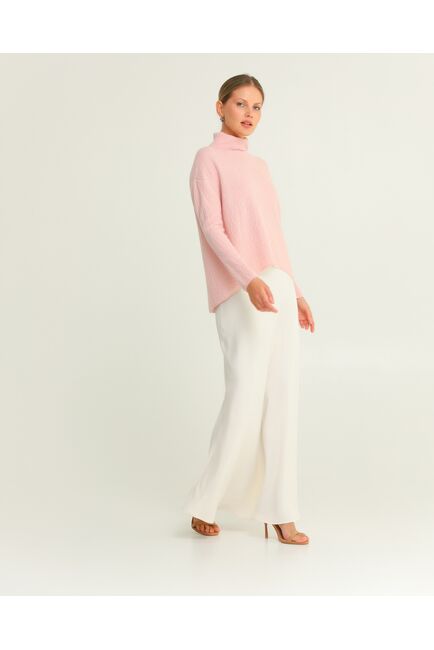 Джемпер из шерсти мериноса тонкой вязки фактурный розовый от byME 