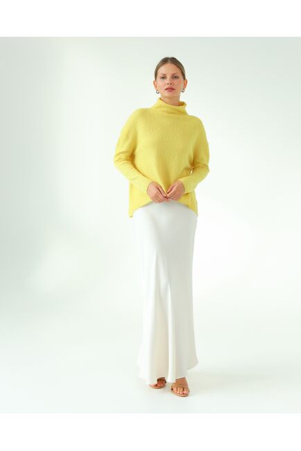 Джемпер из шерсти мериноса тонкой вязки  фактурный желтый от byME 