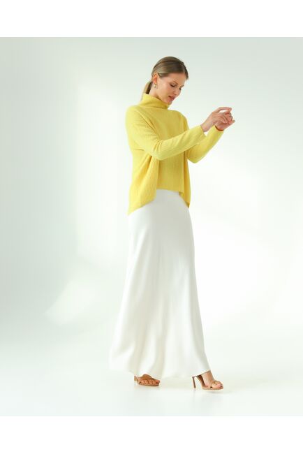 Джемпер из шерсти мериноса тонкой вязки  фактурный желтый от byME 