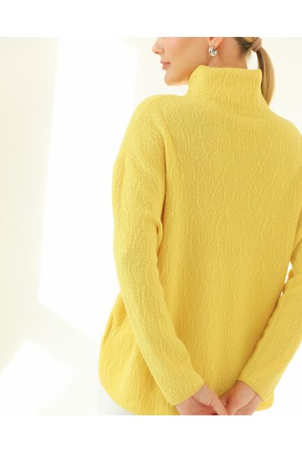 Джемпер из шерсти мериноса тонкой вязки  фактурный желтый от byME 