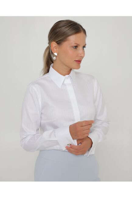 Женская рубашка белая под запонки из хлопка-8758 от ByME 