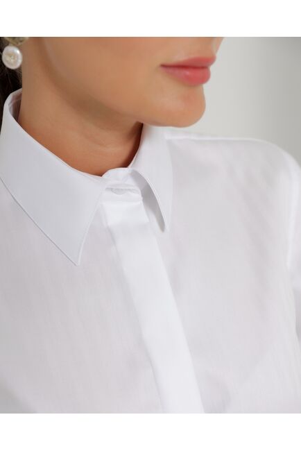 Женская рубашка белая под запонки из хлопка-8758 от ByME 