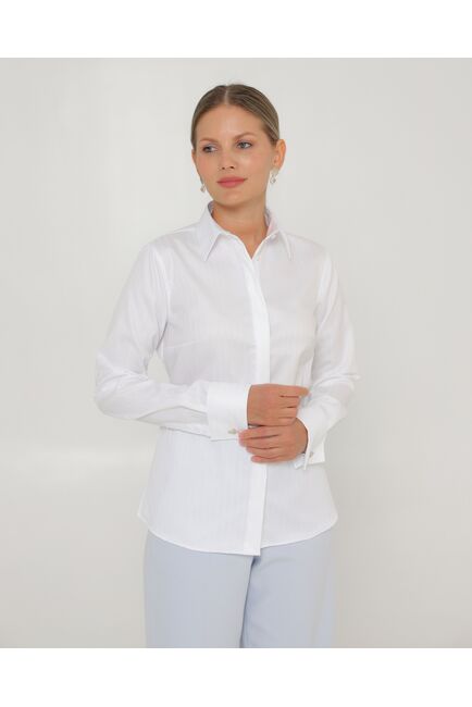 Женская рубашка белая под запонки из хлопка-8758 от ByME 