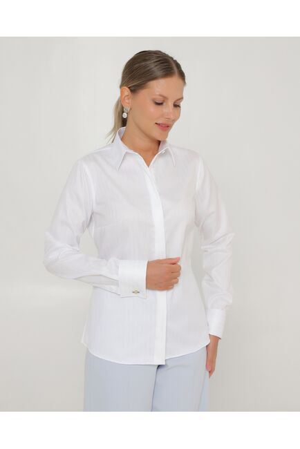 Женская рубашка белая под запонки из хлопка-8758 от ByME 
