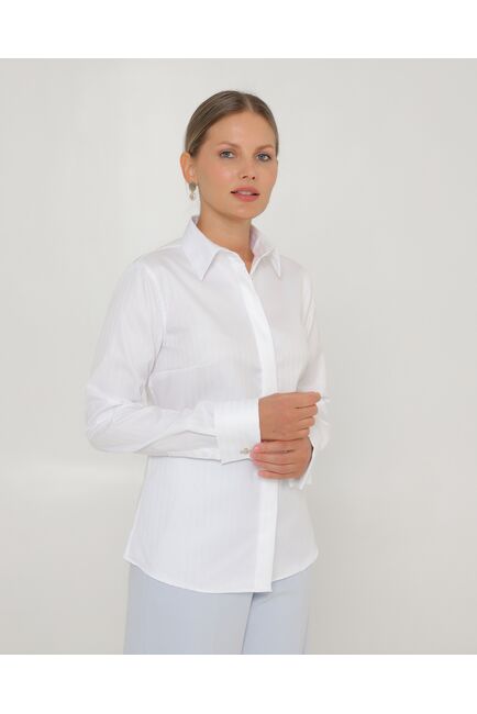 Женская рубашка белая под запонки из хлопка-8758 от ByME 