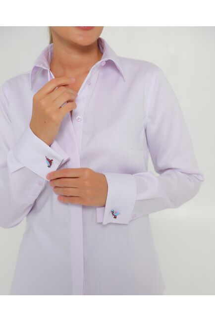 Женская рубашка фиолетовая из хлопка-8759 от byME 