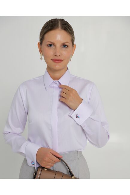 Женская рубашка фиолетовая из хлопка-8759 от byME 