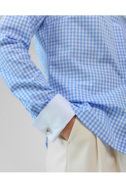 Женская рубашка из хлопка в голубую клетку-8760 от byME 