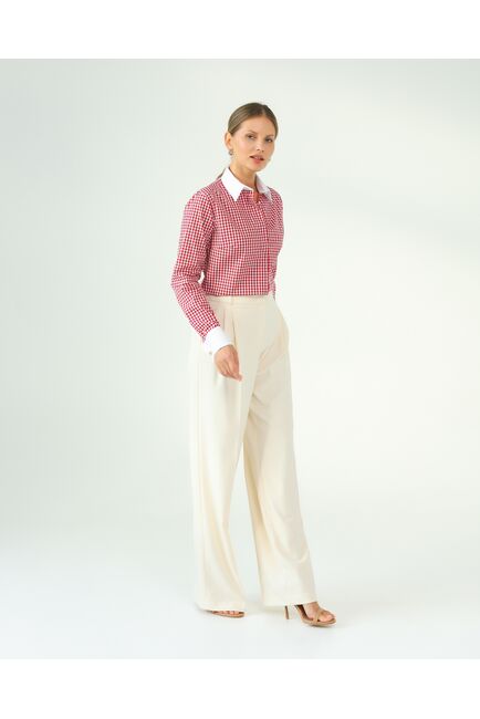 Женская рубашка и хлопка под запонки в красную клетку-8761 от byME 