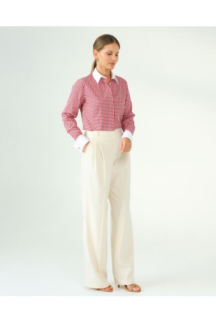 Женская рубашка и хлопка под запонки в красную клетку-8761 от byME 