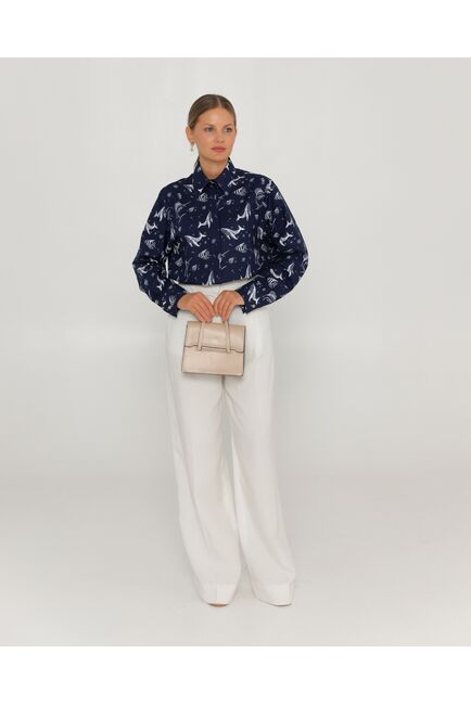 Женская рубашка из хлопка с принтом морские обитатели-8763 от byME 