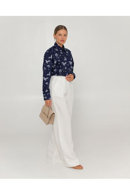 Женская рубашка из хлопка с принтом морские обитатели-8763 от byME 