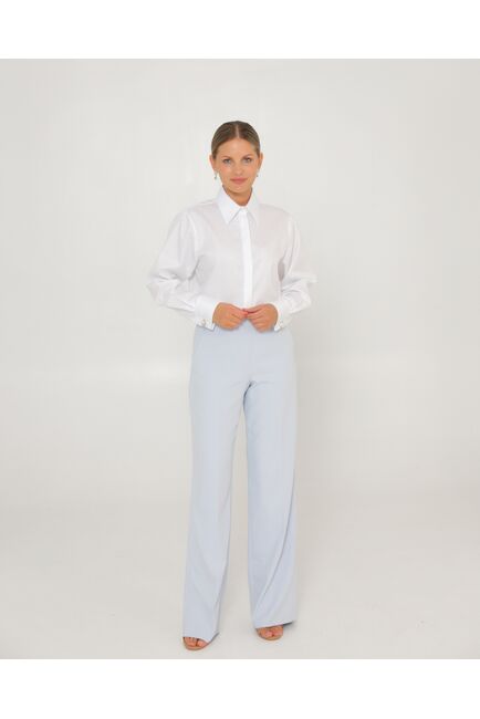 Женская рубашка белая из хлопка с универсальным манжетом-8765 от byME 