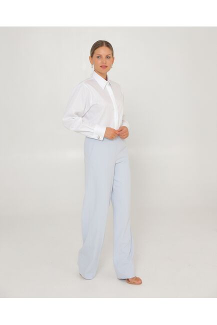 Женская рубашка белая из хлопка с универсальным манжетом-8765 от byME 