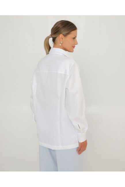 Женская рубашка белая из хлопка с универсальным манжетом-8765 от byME 
