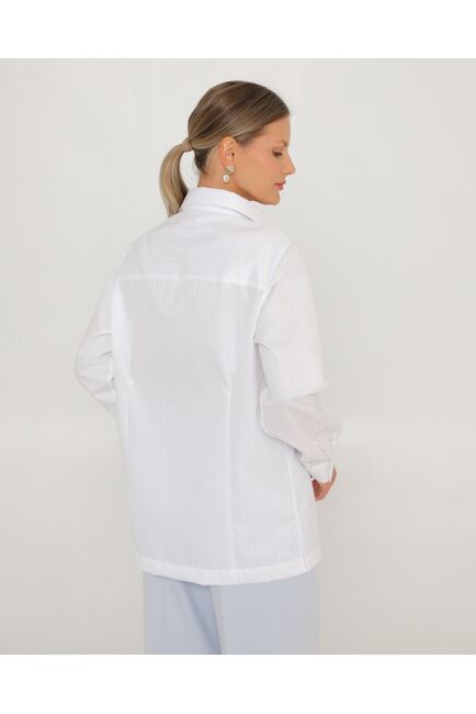 Женская рубашка белая из хлопка с универсальным манжетом-8765 от byME 