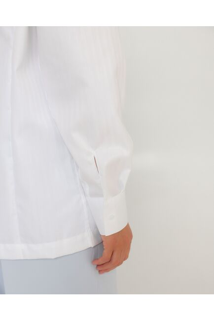 Женская рубашка белая из хлопка с универсальным манжетом-8765 от byME 