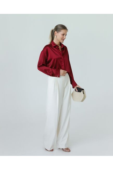 Женская рубашка из шелка красная-8767 от byME 