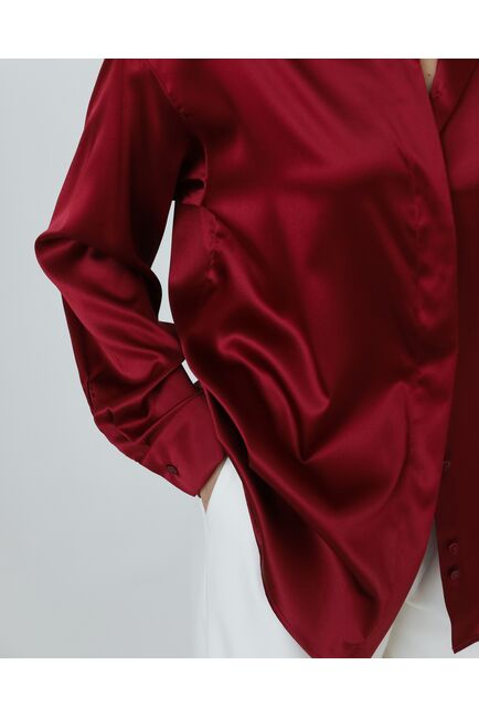Женская рубашка из шелка красная-8767 от byME 